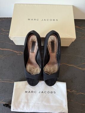 Marc Jacobs Black Peep-Toe Stiletto Heels
